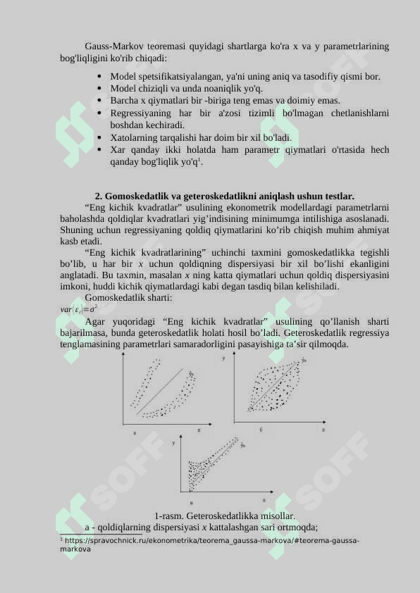 ENG KICHIK KVADRATLAR USULINING BAHOLASH XUSUSIYATLARI: GAUSS-MARKOV TEOREMASI 4