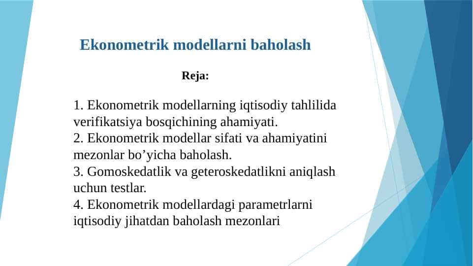 Ekonometrik modellarni baholash