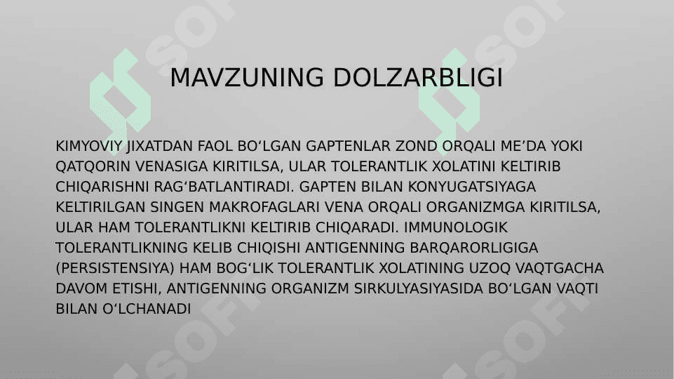 Immunologik tolerantlik 2