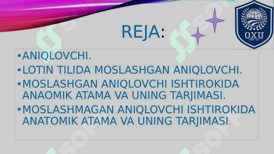 MOSLASHGAN VA MOSLASHMAGAN ANIQLOVCHI ISHTIROKIDA ANATOMIK TERMINLAR STRUKTURASI 2