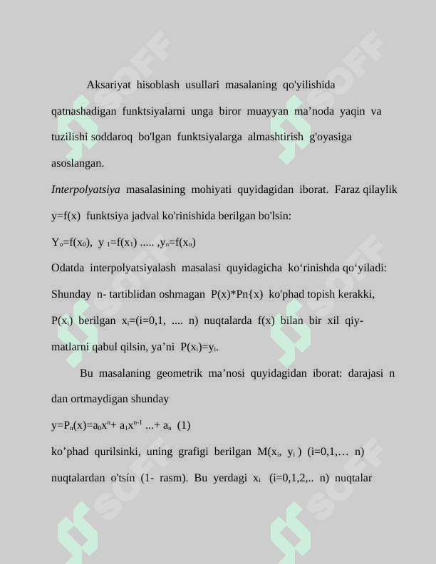 Funksiyalarini Nyuton formulalari yordamida approksimatsiyalash va egri chiziq yasash 4