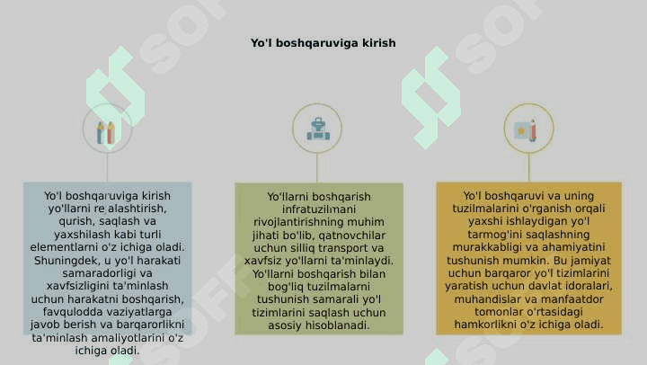Avtomobil yolarni boshqarish va uning tuzilmalari 3