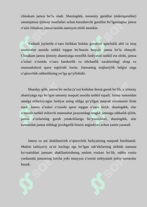 Bolalar jamoasining shakllanish darajalari va bosqichlari 5