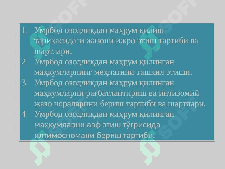 Умрбод озодликдан маҳрум қилиш тариқасидаги жазони ижро этиш 2