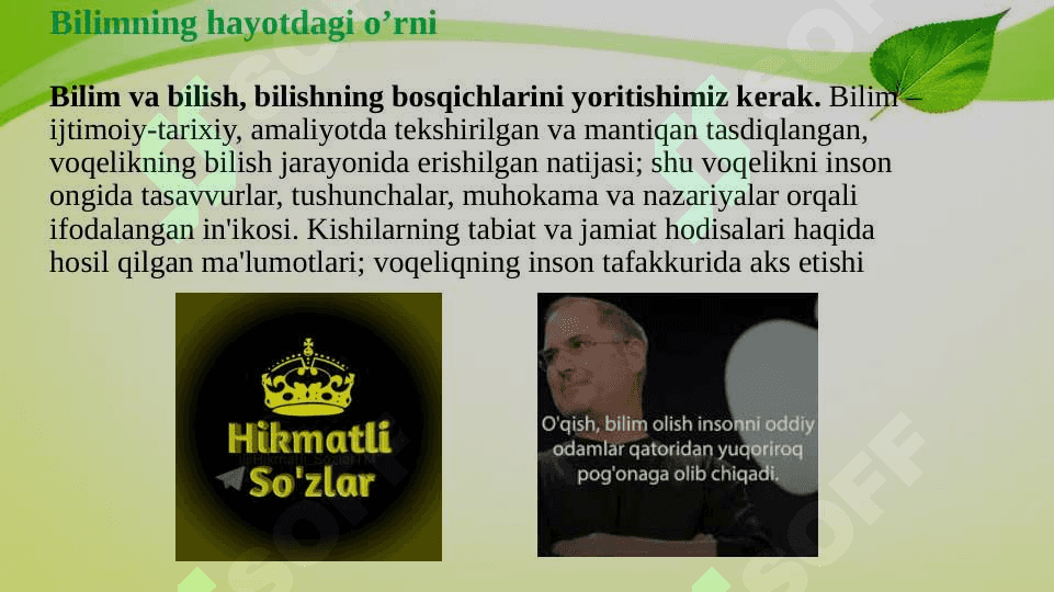 Bilim va bilishning inson hayotidagi o’rni 4