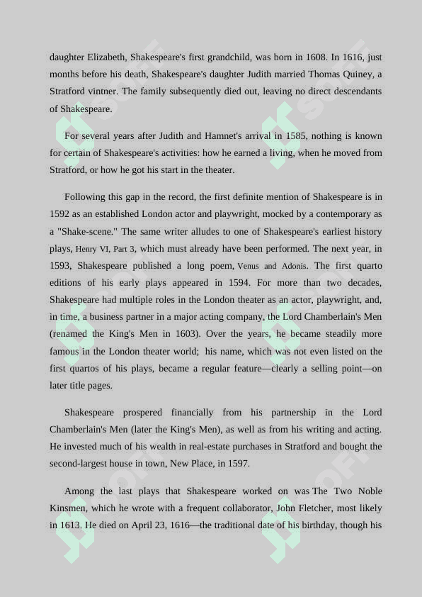 Compare and contrast between Shakespearean English and modern day 6