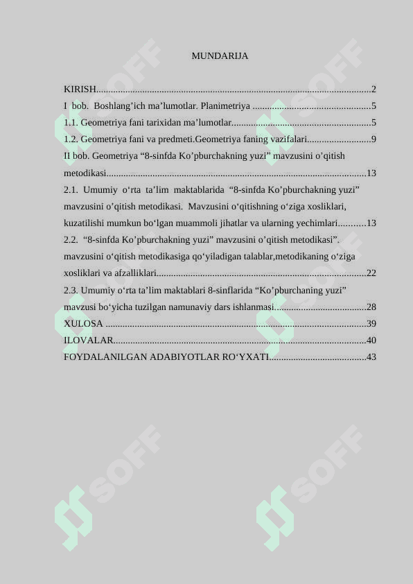 8-sinf Geometriya kursida “Ko’pburchakning yuzi”ni o’qitish metodikasi 2