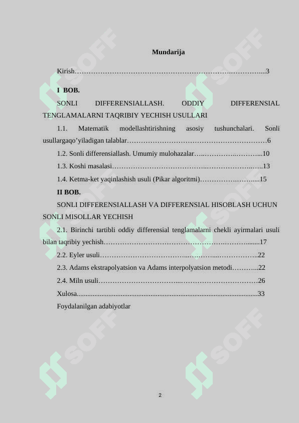 Oddiy differensial tenglamalarni taqribiy yechishning Adams va Miln usullari 2