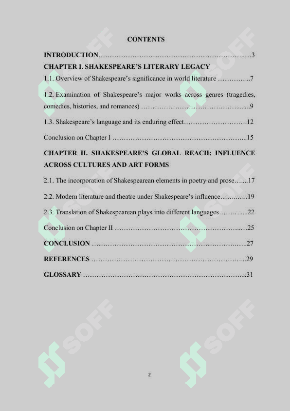 INFLUENCE OF SHAKESPEARE’S WORKS ON WORLD LITERATURE 2