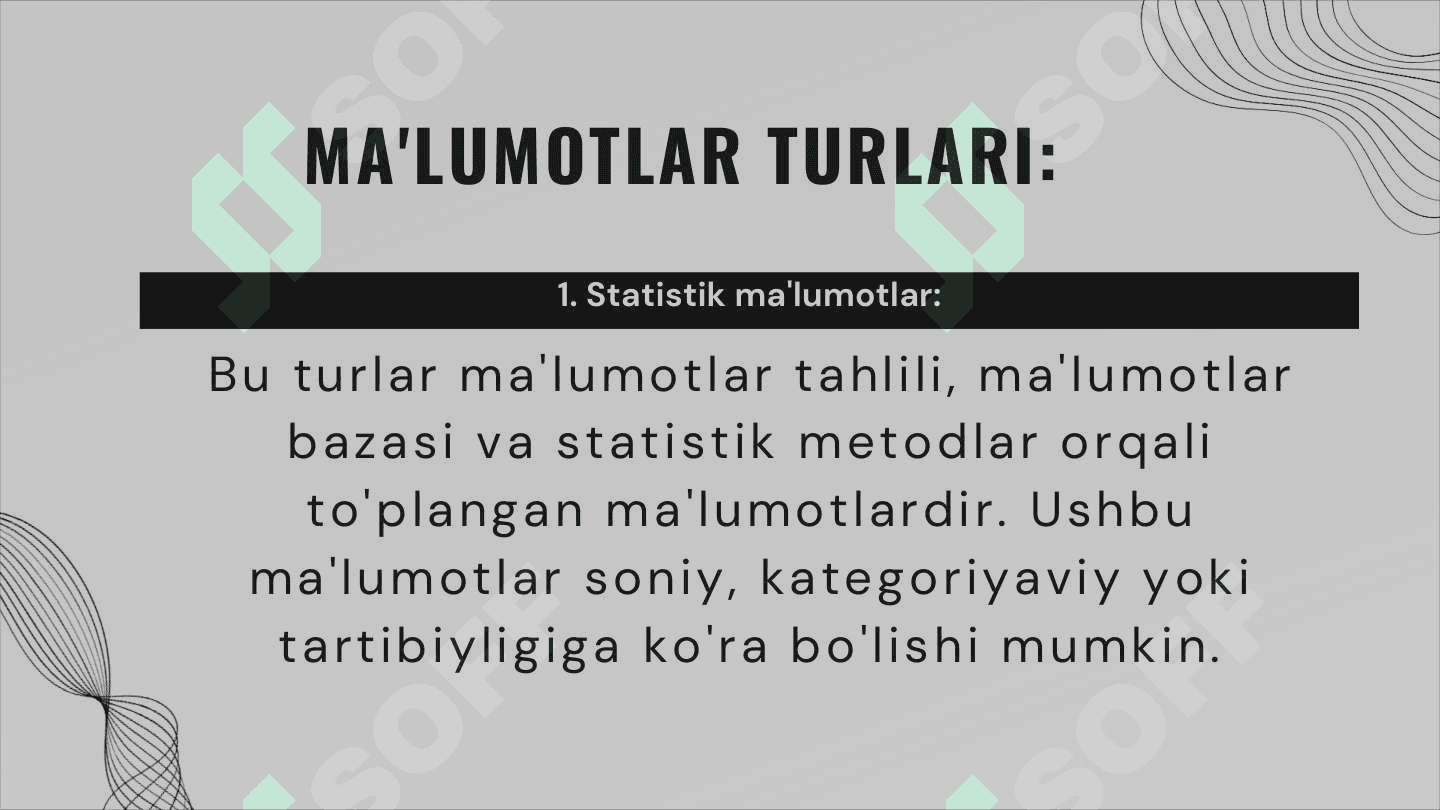 MA'LUMOTLAR TURLARI VA ULARGA UMUMIY TUSHUNCHA 3