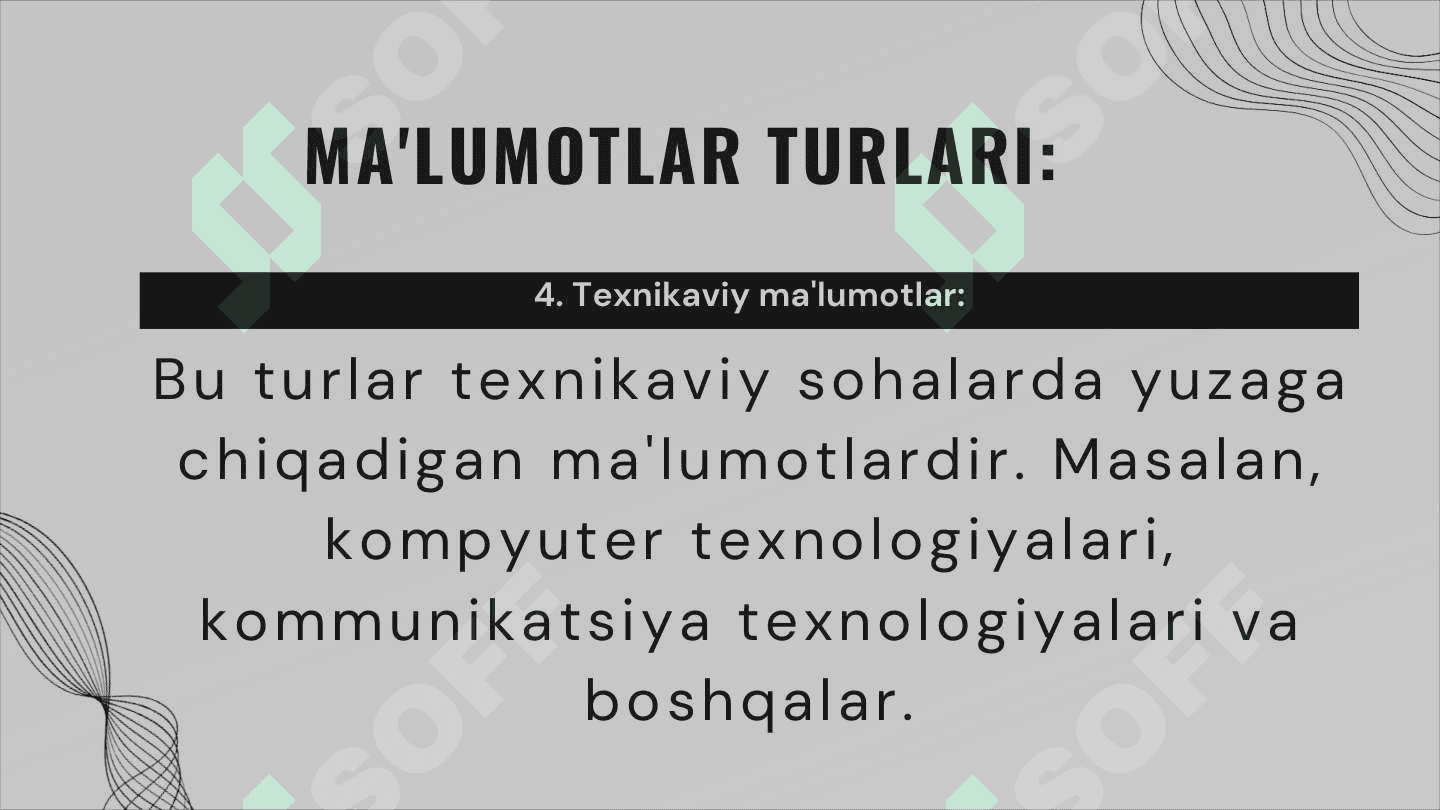 MA'LUMOTLAR TURLARI VA ULARGA UMUMIY TUSHUNCHA 6