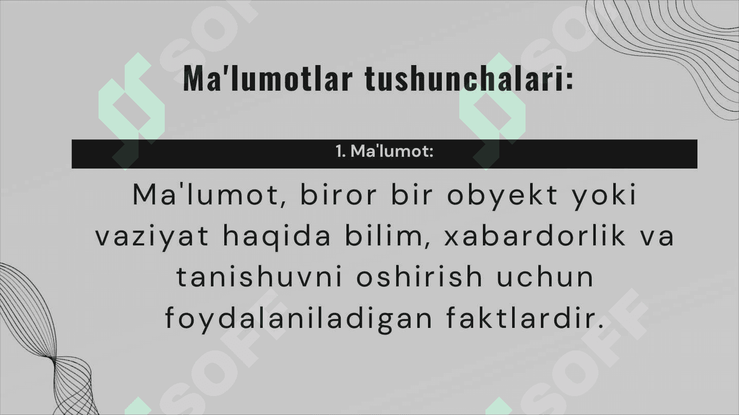MA'LUMOTLAR TURLARI VA ULARGA UMUMIY TUSHUNCHA 7