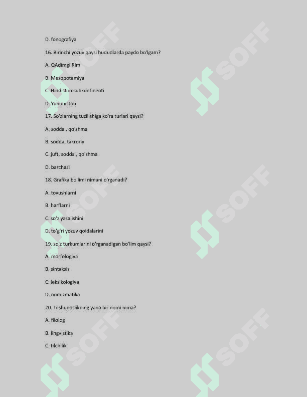 Tilshunoslik (test) 4
