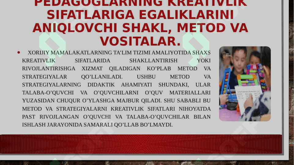 Kreativ pedagogika fanini o‘qitish mazmuni. 3