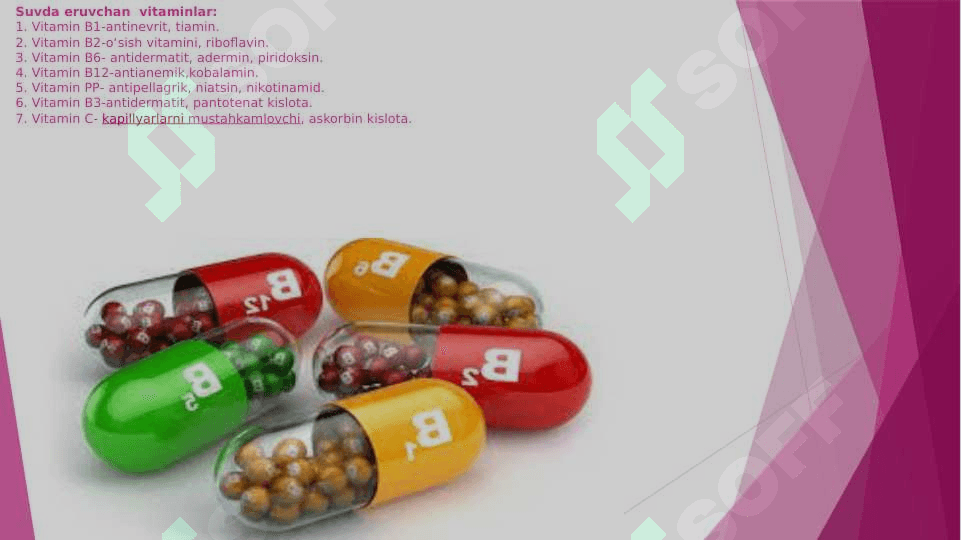 Vitaminlar . Yog’da eruvchan vitaminlar . Lipofil vitaminlar 7