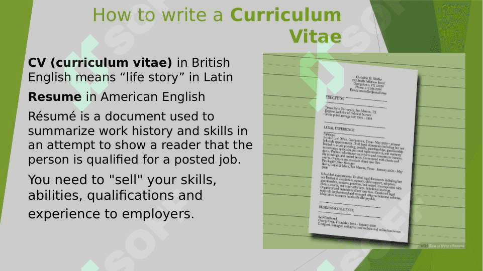 writing Curriculum Vitae or writing CV 2