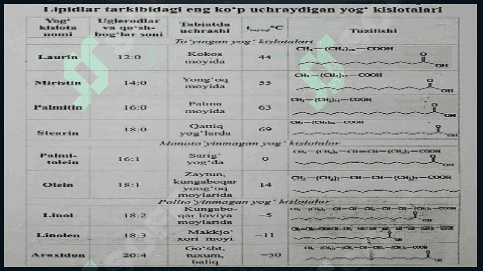 Lipidlar va ularning tuzulishi va funksiyasi 5