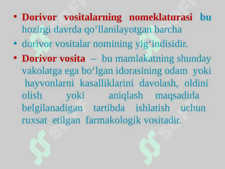 Dorivor vositalarning nomlanishi 3
