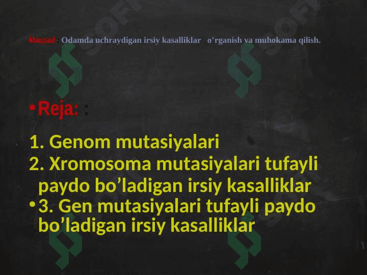 Odamda uchraydigan irsiy kasalliklar 2
