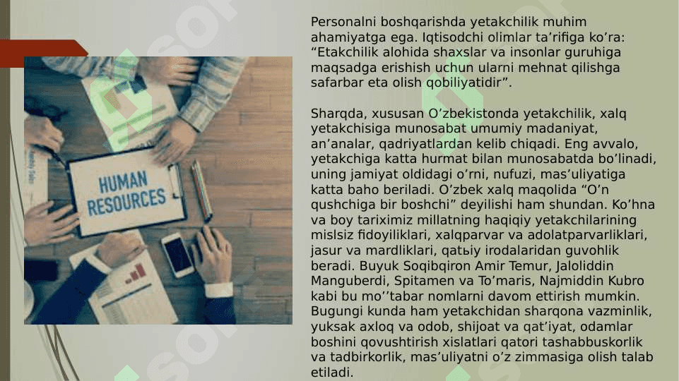 Inson reurslarini boshqarishda yetakchilik 2
