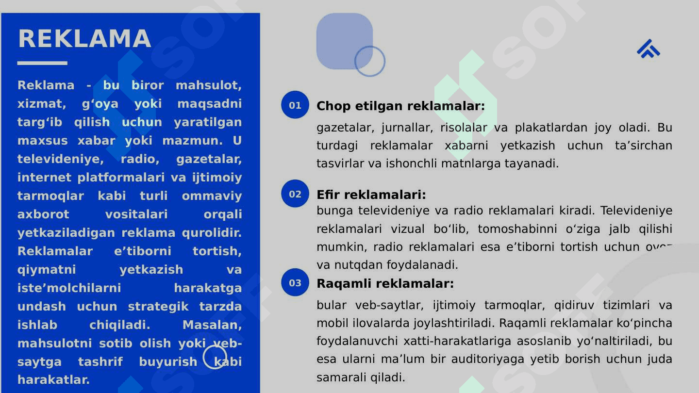 MARKETING: REKLAMA TUSHUNCHASI 2
