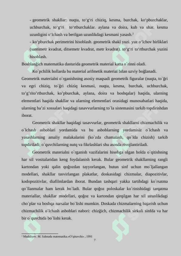 Boshlang‘ich sinflarda geometrik materiallarni orgatish metodiKASI 7