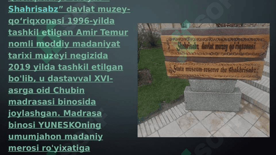 Shahrisabz shahri toponimiyasi va muzeylari 6
