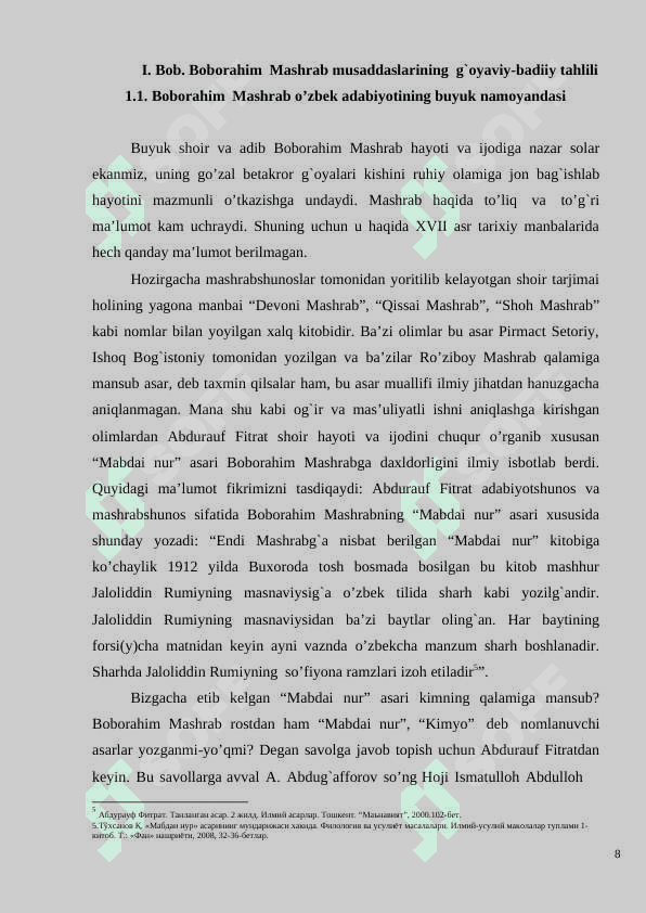 "Mashrab lirikasida ijtimoiy ohanglar" 8