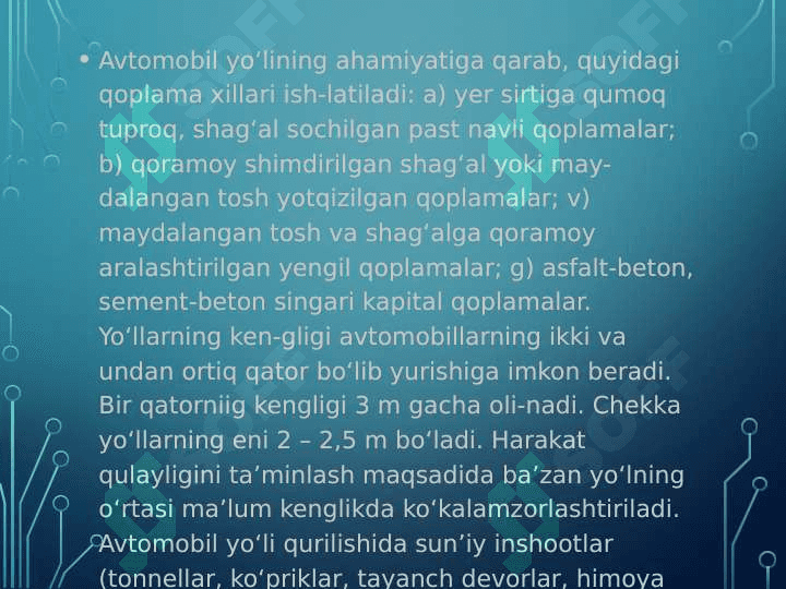 Avtomobil yo’lini jihozlash elementlari 4