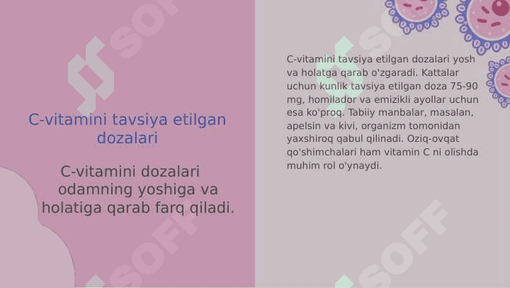 Organizmning C-vitaminiga boʻlgan ehtiyojini baholash 8