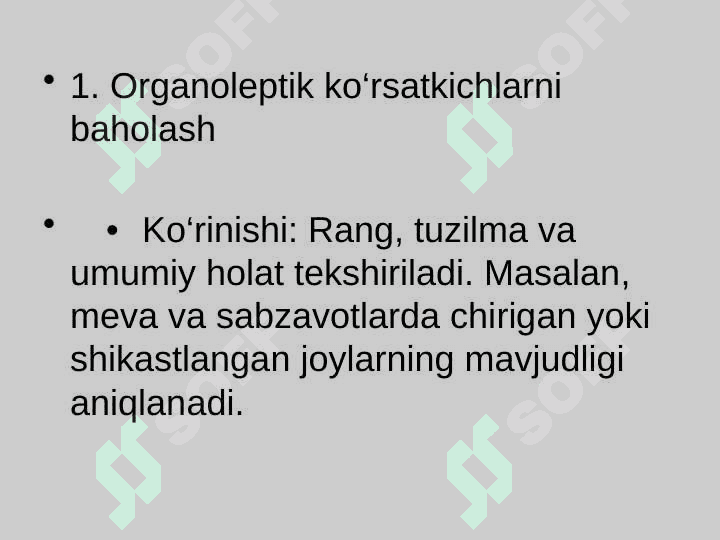 Tez buziluvchi ovqat mahsulotlarining to’la sifatliligini baholash 5