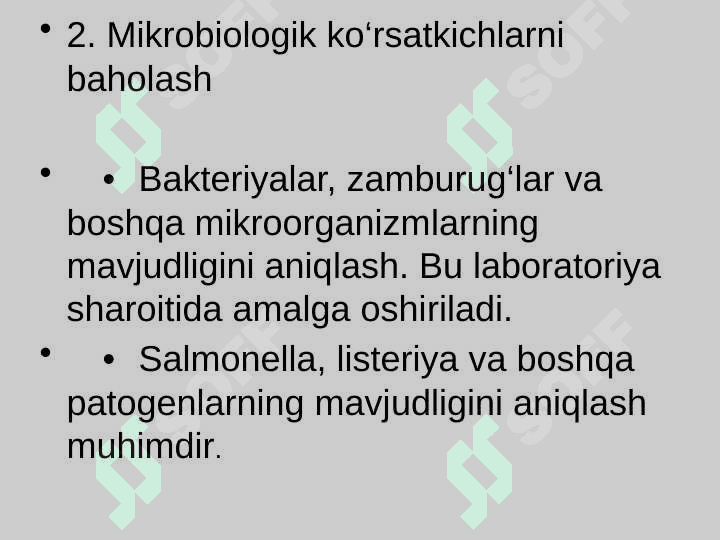 Tez buziluvchi ovqat mahsulotlarining to’la sifatliligini baholash 8