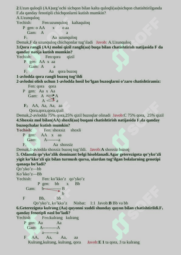 Genetikadan masalalar yechish 4