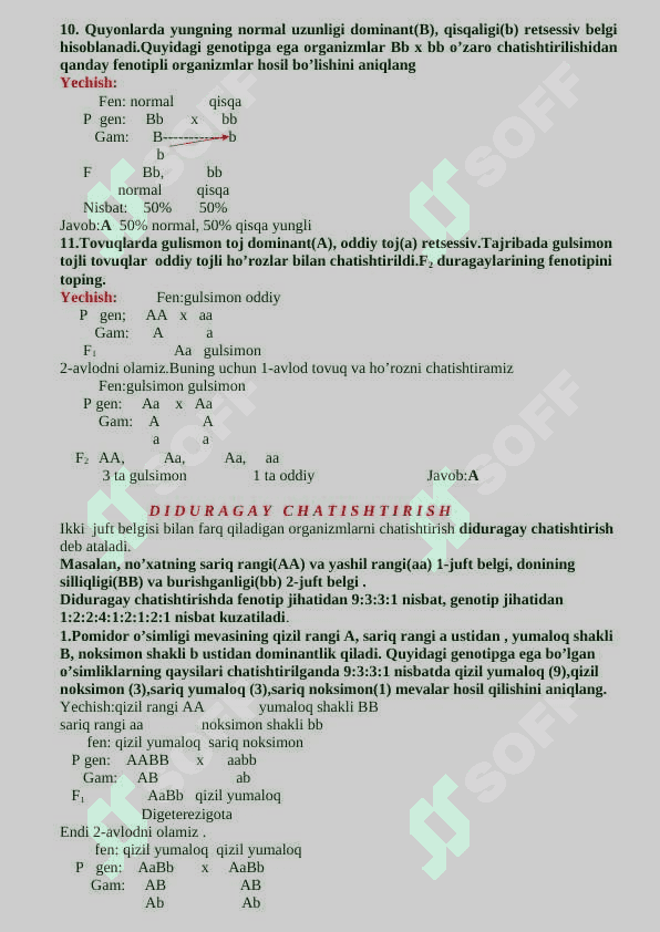 Genetikadan masalalar yechish 6