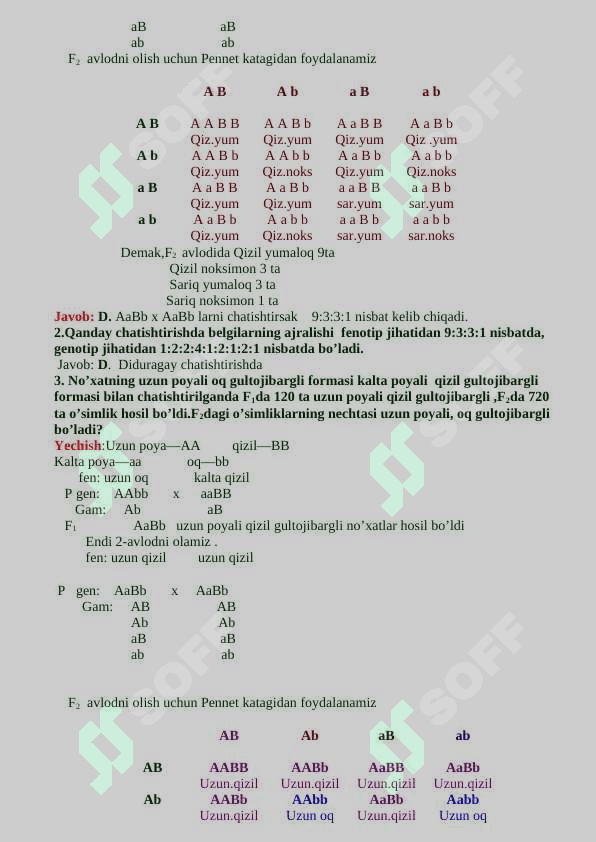 Genetikadan masalalar yechish 7