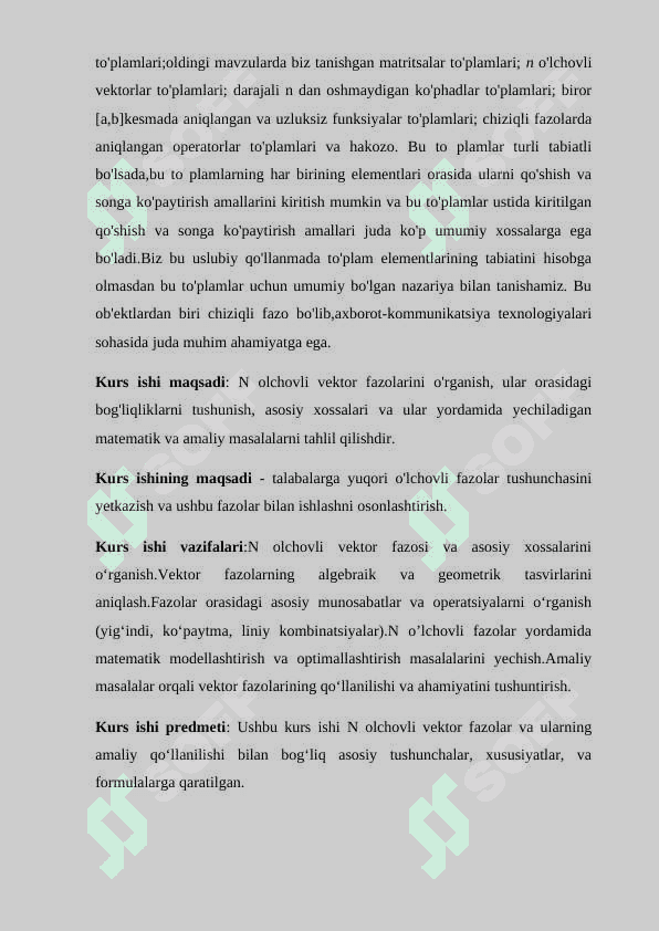 N o'lchamli vektor fazolar 4