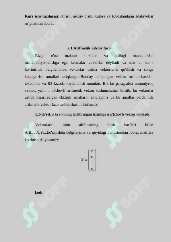 N o'lchamli vektor fazolar 5