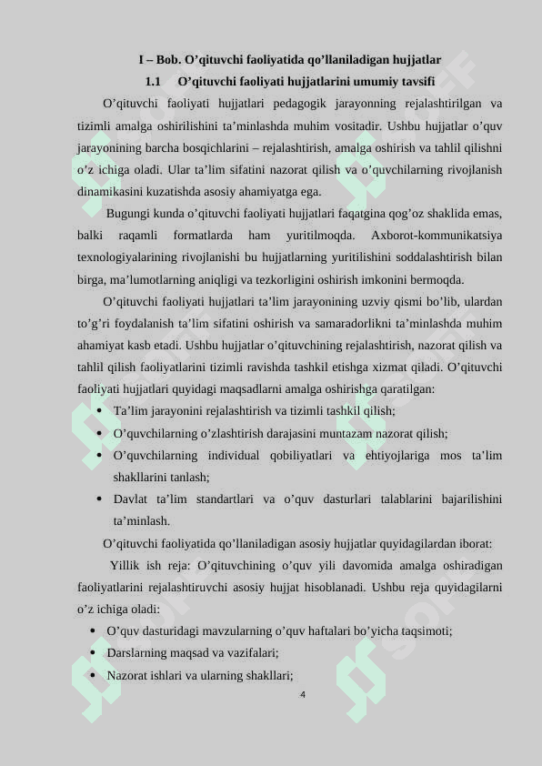 :"Ona tili o’qitish metodikasi fanida o’qituvchi faoliyatida qo’llaniladigan hujjatlar. Darsdan tashqari ishlarni tashkil qilish metodikasi" 4