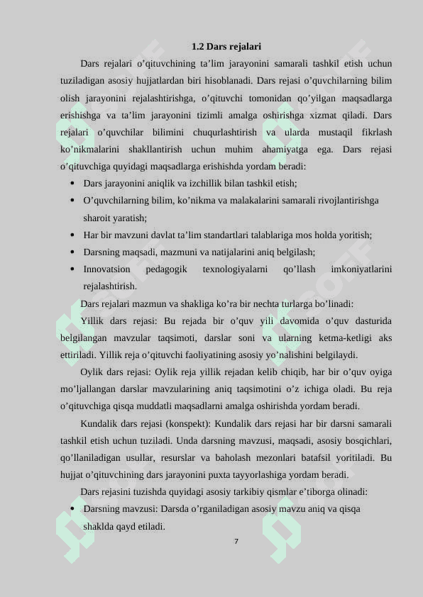 :"Ona tili o’qitish metodikasi fanida o’qituvchi faoliyatida qo’llaniladigan hujjatlar. Darsdan tashqari ishlarni tashkil qilish metodikasi" 7