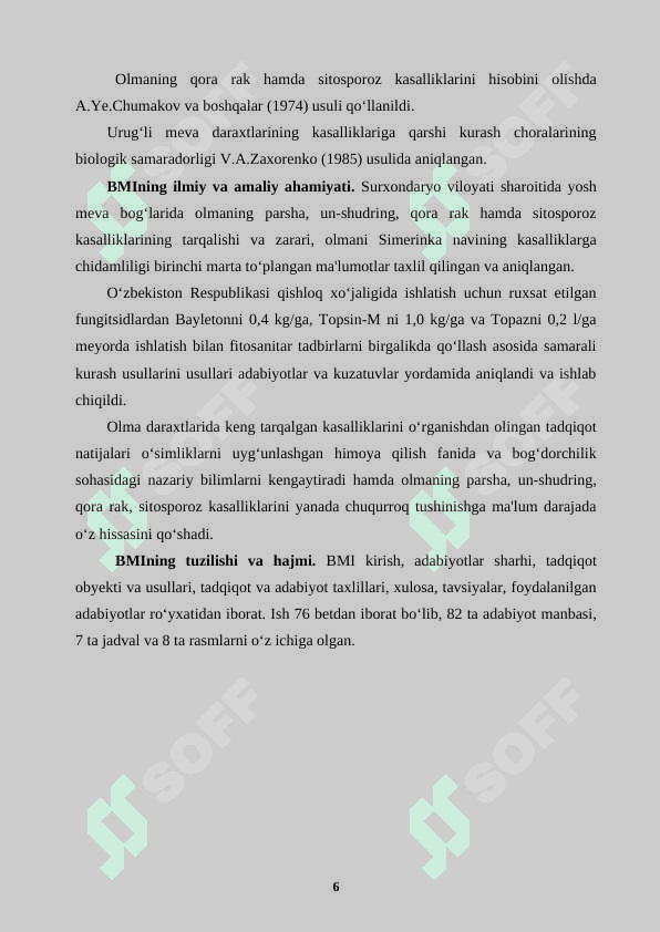 Surxondaryo viloyati Jarqo‘rg‘on tumani sharoitida urug‘ mevali daraxtlarning zamburug‘li kasalliklari 6