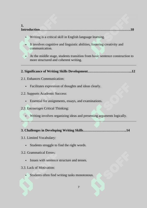 Development of writing skills at the middle stage of teaching English in a secondary school 7