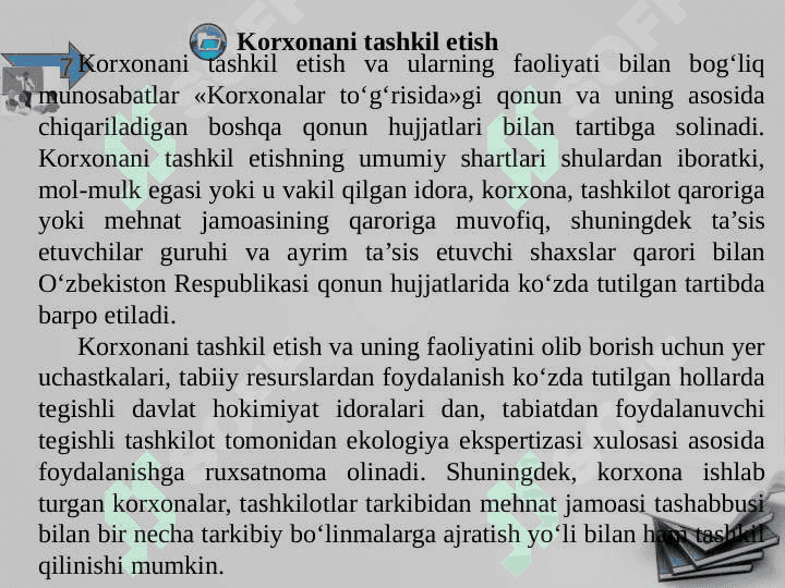 Ishlab chiqarish jarayonini tashkil  qilish 7