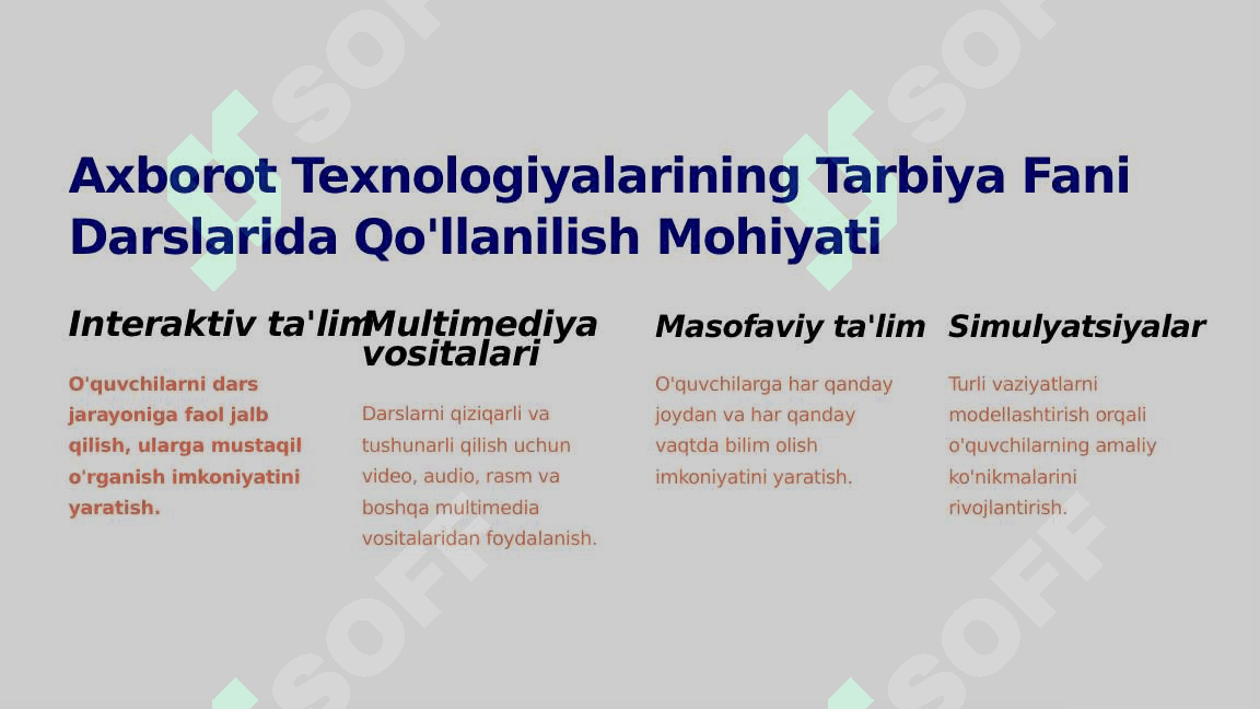 Tarbiya fanini o'qitishda axborot texnologiyalaridan foydalanish 2