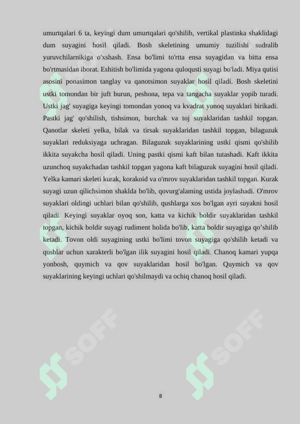 Hayvonlarning moslashish xususiyatlari morfologik xususiyatlari 8