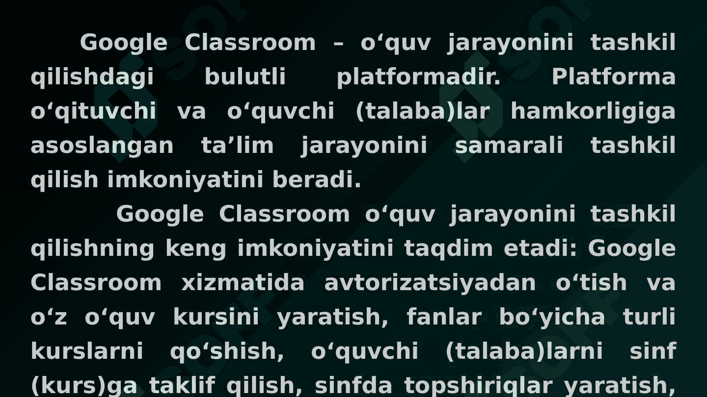Google classroom bilan ishlash 2