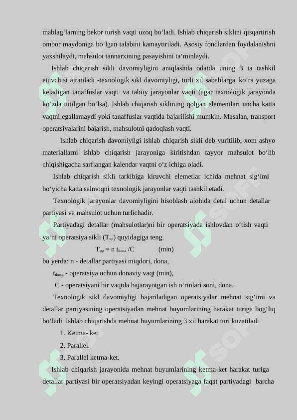 ISHLAB CHIQARISH JARAYONI VA UNI TASHKIL ETISH ASOSLARI 8