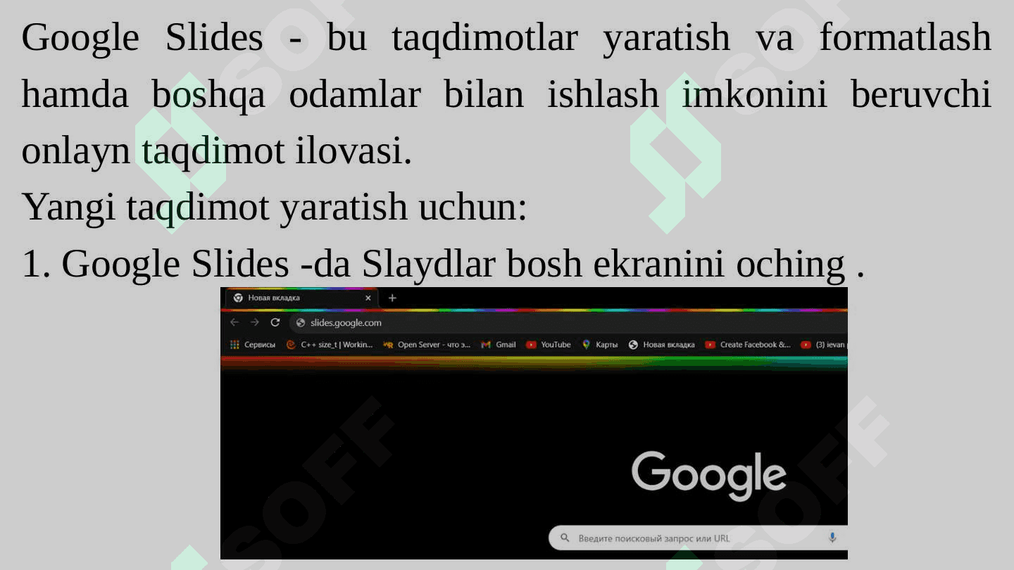 Google presentation va Google Form haqida tushuncha va undan foydalanish. 3