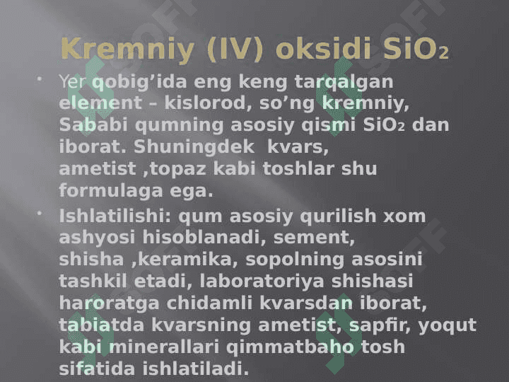Eng muhim oksidlarning ishlatilishi 4