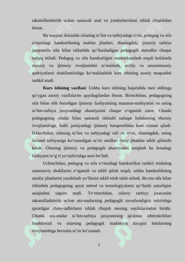 Pedagogning oila bilan olib boradigan ijtimoiy faoliyati 5