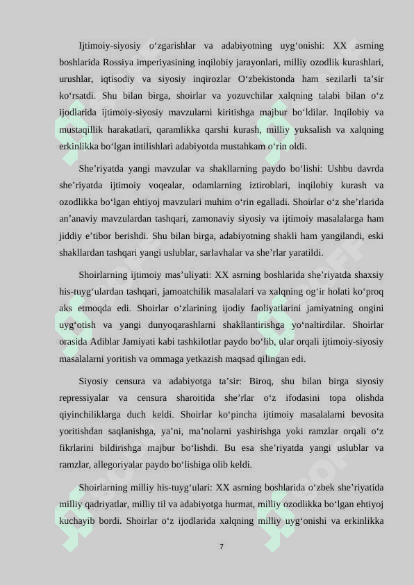 XX ASR OʻZBEK SHEʼRIYATIDA IJODKOR OBRAZI(OYBEK IJODI TIMSOLIDA) 7